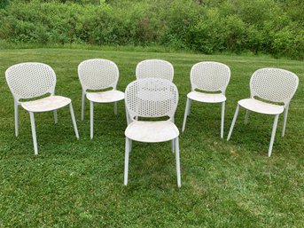 Dot White Stackable Outdoor Dining Chairs (Set Of 6) - #BOB