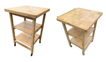 Oasis Island Folding Butcher Block Kitchen Cart (Set Of 2) - #BR