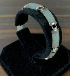 Sterling Silver & Jade Bar Link Bracelet - #JC-B
