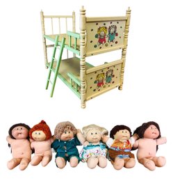 1982 Cabbage Patch Kids Dolls & Cabbage Patch Wood Bunk Bed - #S4-4