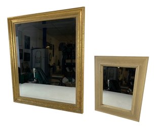 Large Gilt Framed Beveled Wall Mirror & Small Rectangular Wall Mirror - #S13-F