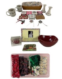 Longaberger Collection: Bread Basket, Holly Berry Mugs, Candleholders & More - #S7-1