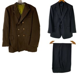 Vintage Palm Beach Men's Wool Suit & Clubman Double Breasted Virgin Wool Blazer - #CR