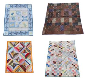 Vintage Quilts: Wool Patchwork, Feed Sack Block, Crazy Quilt & Angel Crib Quilt - #S10-4