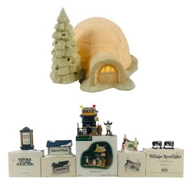 Department 56 Snowbabies Icy Igloo, Pier 87 Bait & Tackle, Dept 56 Village Signs & Spotlights - #S4-2