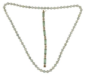 14K Gold & Jade Bracelet / Beaded Jade Necklace - #JC-L