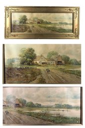Gilt Framed Rural Farm Landscape Print By P.R. Koehler - #BR-7