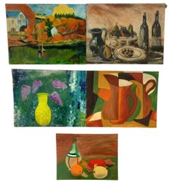 Mid-Century Still Life & Landscape Oil On Board Paintings - #S3-2