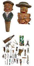 Vintage Corkscrews, Bottle Openers & ANRI Italy Carved Bottle Stopper - #S23-5