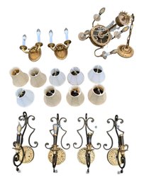 Quoizel Marquette Wall Sconces, Brass Double Arm Sconces & Chandelier - #S8-1