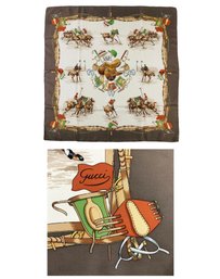 GUCCI Silk Square Scarf, Polo Scene - #JC-L