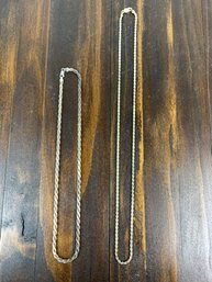 Sterling Silver Rope Twist Chain Necklaces, Set Of 2 (33.3 GRAMS) - #S18-3