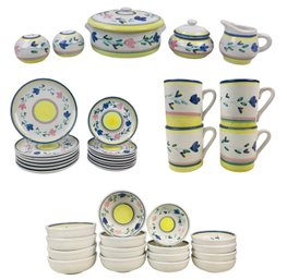 Vintage Caleca Giardino Hand Painted Italian Pottery Dinner Service Set - #S3-4