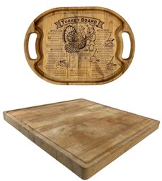 Large Bisetti Italy Square Wood Cutting Board & Wood Turkey Carving Board - #S4-2