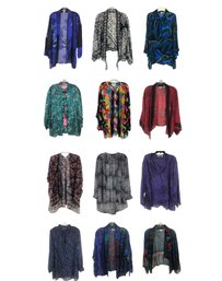 Collection Of Sheer Kimono Style Cardigans, Women's Size L/XL (Including Silk / Silk Blend) - #S2-2