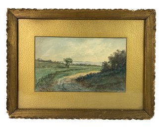 Antique Rural Landscape Watercolor Painting, Signed J. Nelson, 1911 - #S24-1