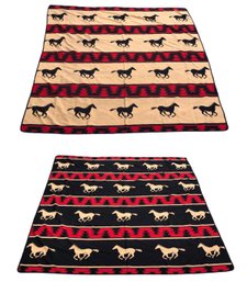 Southwestern Mustang Horse Reversible Queen-Size Blanket - #S14-3