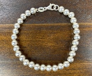 Sterling Silver Beaded Bracelet (Made In Italy) - #JC-B
