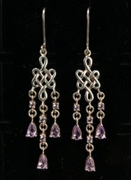 Celtic Knot Sterling Silver Amethyst Chandelier Earrings - #JC-B