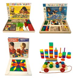 Vintage Playskool Village Set, Vacationland Set, Parquetry Blocks & More - #S3-1