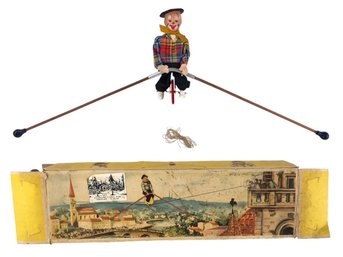1950s FEWO Circus Clown Unicycle Tightrope Balancing Toy, Made In Western Germany - #FS-5