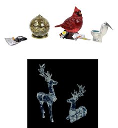 Light Up Glitter Cardinal, Rotating Snowflakes Light-Up Snow Globe, Acrylic Reindeer & More - #S8-5