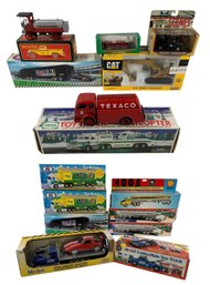 Collection Of Hess, Mobile, Shell, Texaco Toy Truck, CAT Excavator, Coin Bank & More - #S7-1