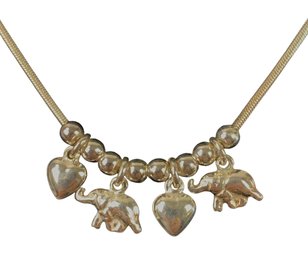 Sterling Silver Elephant Heart Charm Necklace, Made In Italy (9.1 GRAMS) - #JC-B