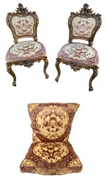 French Baroque Style Side Chairs & Cushion Set - #BR