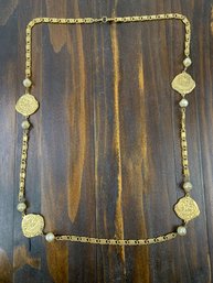 Vintage Butler & Wilson Young Olympian Faux Pearl & Coin Necklace - #S7-4