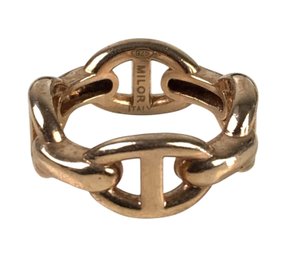 Milor Italy Sterling Silver Gold Wash Chainlink Ring, Size 5.25 (5.1 GRAMS) - #JC-B