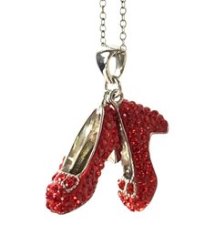 JCM Sterling Silver The Wizard Of Oz Ruby Red Slippers Pendant Necklace - #JC-B