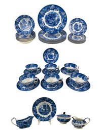 Enoch Woods English Scenery Blue Transferware Dinner Set (Made In England) - #S8-1