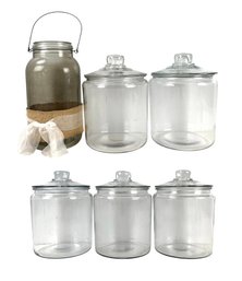 Anchor Hocking Clear Glass Canisters & Mason Jar Candle Holder - #S6-3