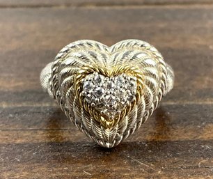 Judith Ripka Sterling Silver Cubic Zirconia Heart Ring (Size 6.25) - #JC-B3
