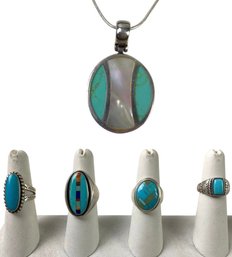 Southwestern Style Sterling Silver Rings & Pendant Necklace: Carolyn Pollack Relios & More - #JC-B