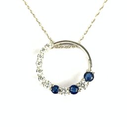Sterling Silver Cubic Zirconia Circle Pendant Necklace - #JC-B3