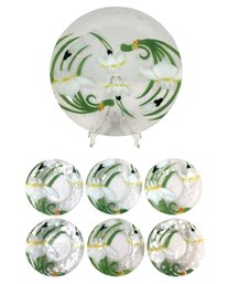 White Orchid Fused Art Glass Serving Platter & Plate Set - #S18-3