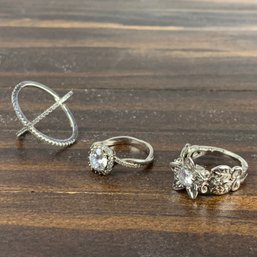 Collection Of Sterling Silver Cubic Zirconia Rings (11.4 GRAMS) - #JC-B3
