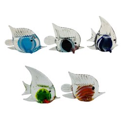 Tropical Fish Art Glass Figurines (Set Of 5) - #S2-3