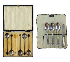 Cunard RMS Scythia Demitasse Spoons, Antique Silverplate Serving Spoons & Viennese Butter Knife - #JC-L