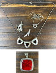 Collection Of Sterling Silver Pendants & Pendant Necklaces (34.8 GRAMS) - #JC-B3