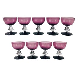 1950s-60s Bryce Brothers Amethyst Aquarius Cocktail Glasses (Set Of 9) - #S23-4