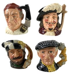Royal Doulton Toby Jugs: The Bookmaker, Pearly King, Porthos & The Trapper - #S13-2