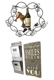 Decorative Wrought Iron Wreath, Wall Mount Organizer & Quote Sign - #SW-8