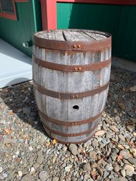 Vintage Steel Banded Oak Whiskey Barrel - #FP