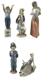 Lladro Porcelain Figurines: Bashful Girl, Special Olympics Girl, Shepherdess With Dove & More - #S4-3