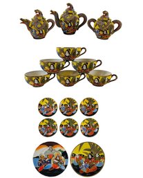 Vintage Japanse Satsuma Moriage Dragonware Tea Set - #S11-4