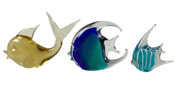 Collection Of Hand Blown Art Glass Fish Paperweights - #S8-2