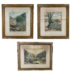 Collection Of Antique Watercolor Landscape Paintings - #BR